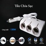 Tẩu chia sạc ô tô,Tẩu chia nguồn 3 ổ và 2 USB hàng cao cấp Olesoon có cầu chì bảo vệ điện an toàn phù hợp 12/24V