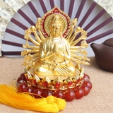 Tượng Phật Quan Âm Nghìn Mắt Nghìn Tay Toạ Đế Sen Hạt Đá Đỏ