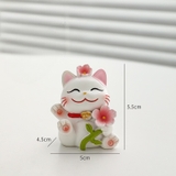 Gia đình mèo hoa đào trang trí taplo