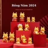 Gia đình rồng vàng 2024 -  Tượng rồng hũ tiền thần tài phát lộc