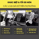 Giá đỡ điện thoại cài cửa gió điều hoà V8 chất liệu nhựa ABS cứng cáp cao cấp, có thể xoay 360 độ