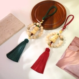 Khánh Treo Xe ô tô Phật Thích Ca Hoa Sen Gỗ Hoàng Dương Thơm Mix Vòng Tròn Ngọc