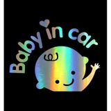 Tem dán baby in car đen trắng