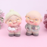 Tượng Cặp Đôi Ông Bà Già Hạnh Phúc trang trí bánh kem, phụ kiện bánh sinh nhật, phụ kiện trang trí