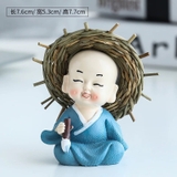 Tượng chú tiểu 4 không,Tượng chú tiểu Cầm-kỳ-thi-họa-kèm bình thủy sinh, trang trí bàn học, bàn làm việc