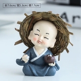 Tượng chú tiểu 4 không,Tượng chú tiểu Cầm-kỳ-thi-họa-kèm bình thủy sinh, trang trí bàn học, bàn làm việc
