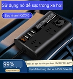 Tẩu chuyển đổi nguồn điện từ 12V sang 220V sạc nhanh QC3.0