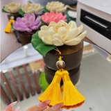 Bình Mộc Liên Hoa Trang Trí Tượng Phật - Trụ Gỗ Mộc Liên Hoa Decor Tượng Phật Tinh Dầu Thơm Cao Cấp