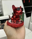 Chó Trang Trí Chó Bull Đeo Kính Đính Đá Trang Trí Taplo Oto Nước Hoa Thơm Xe - Tặng tinh dầu
