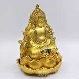 Tượng Quan Thế Âm Cánh Lửa Hai Mặt Đính Đá Ngồi Toạ Hoa Sen
