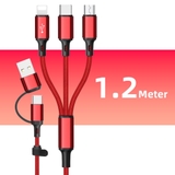 Dây Cáp Sạc 3in1 3A 1.2M Cổng USB Type C Sang Lightning + Type C + Micro USB Cho iP / Android Samsung