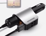 HY10 Tẩu sạc hyundai 3 cổng USB có màn hình hiển thị điện áp và một lỗ tẩu HY-10