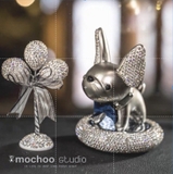 Chó Trang Trí Chó Bull Đính Đá Trang Trí Taplo Oto Nước Hoa Thơm Xe