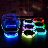 Lót Cốc Nước Có Đèn LED RGB Cảm Biến Rung Chống Trượt Cổng Sạc USB - Logo