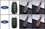 Bộ ốp kim loại lưng da lộn dập chìm logo + móc khoá FORD