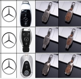 Bộ ốp kim loại lưng da lộn dập chìm logo + móc khoá MERCEDES