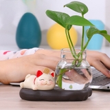 combo thần tài bé số 2+bình thủy tinh đế đá