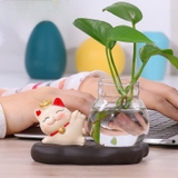 combo thần tài bé số 3+bình thủy tinh đế đá