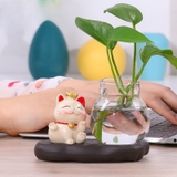 combo thần tài bé số 1+bình thủy tinh đế đá