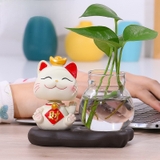 combo thần tài to số3 +bình thủy tinh đế đá