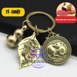 Móc Khóa 12 Con Giáp Phong Thủy Treo Chìa Khóa Bằng Đồng Xe Hơi, Xe Máy