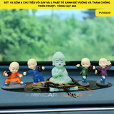 ( Set 61)combo 4 chú tiểu võ say+ phật tổ xanh đế vuông + oval+vòng 108