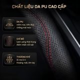 (KH) Bọc vô lăng da Pu đen chỉ đỏ lượn sóng M01