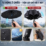 (KH) Ô Dù Che Nắng Che Mưa Sử Dụng Ngoài Trời Gấp Gọn Tự Động 2 Chiều 24 Nan Kép Cao Cấp