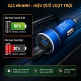Tẩu sạc pugan 4.8A gồm 2 cổng usb và dây sạc 3 đầu ( mẫu cũ )