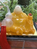 Tượng đá ngọc ông phật di lặc cầm quả hồ lô
