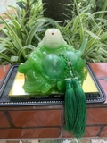 Tượng đá ngọc ông phật di lặc cầm quả hồ lô