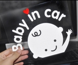 Tem dán baby in car đen trắng