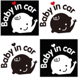 Tem dán baby in car đen trắng