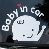 Tem dán baby in car đen trắng