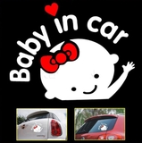 Tem dán baby in car đen trắng