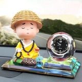 Sét tượng nước hoa chú tiểu áo vàng + đồng hồ pha lê