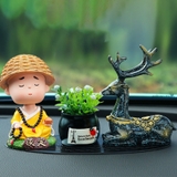 combo chú tiểu tụng kinh+chậu cây đen+thảm oval+hươu ngồi