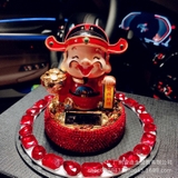 Sét ông thần tài đính đá + thảm tròn đá to màu đỏ