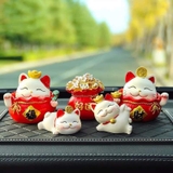 Sét 2 con mèo sứ + 2 mèo nhỏ + hũ tiền vàng