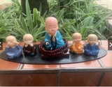 Set 5 tượng gõ mõ xanh+ tứ không+ vòng 108+ thảm oval.