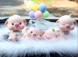 Sét gia đình heo hồng + thảm lông + bình bóng nhiều màu