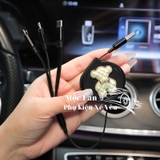Combo dây sạc rút gọn 3 đầu đen+ icon gấu bearick trắng