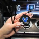 Combo dây sạc rút gọn 3 đầu đen+ icon gấu mickey xanh