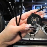 Combo dây sạc rút gọn 3 đầu đen+ icon gấu mickey đen