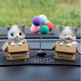 Set mèo ngồi hộp mở mắt+ mèo nhắm mắt+ cây bóng xốp NM+ thảm trơn 18x14