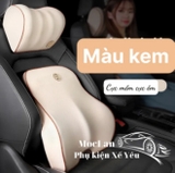 Combo gối tựa đầu và tựa lưng ruột cao su non Sport fom mới 2023 màu kem