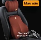 Combo gối tựa đầu và tựa lưng ruột cao su non Sport fom mới 2023 màu nâu