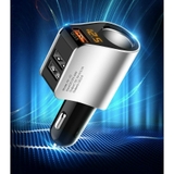 HY10 Tẩu sạc hyundai 3 cổng USB có màn hình hiển thị điện áp và một lỗ tẩu HY-10