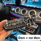 Combo bảng số đính đá Đen vuông to + nơ đen đá