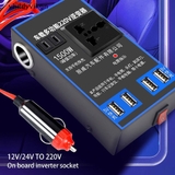 Bộ Chuyển Đổi Nguồn 1500W DC12V/24V Sang 220V Kèm 4 Cổng Usb Cho Xe Hơi